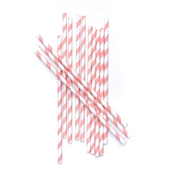 Pink Stripe Paper Straw 6mm