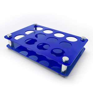 Acrylic Short Glass Tray - Blue -Rectangular with 12 Holes