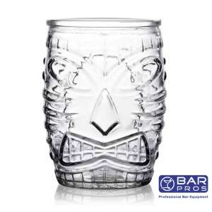 Sculpted Glass Tiki Tumbler - 460 ml, Clear/Transparent