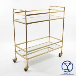 Gold Bar Cart with Tempered Glass