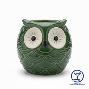 Green Owl Ceramic Mug - 400 ml, Green